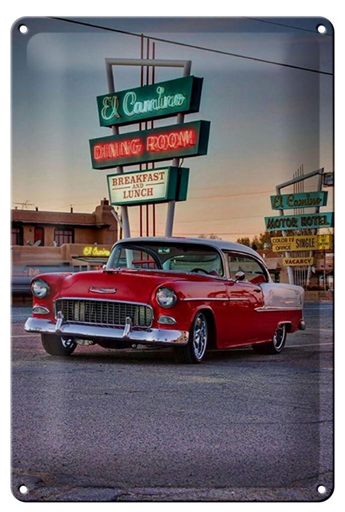 Blechschild Auto 20x30cm Oldtimer El Camino breakfast lunch