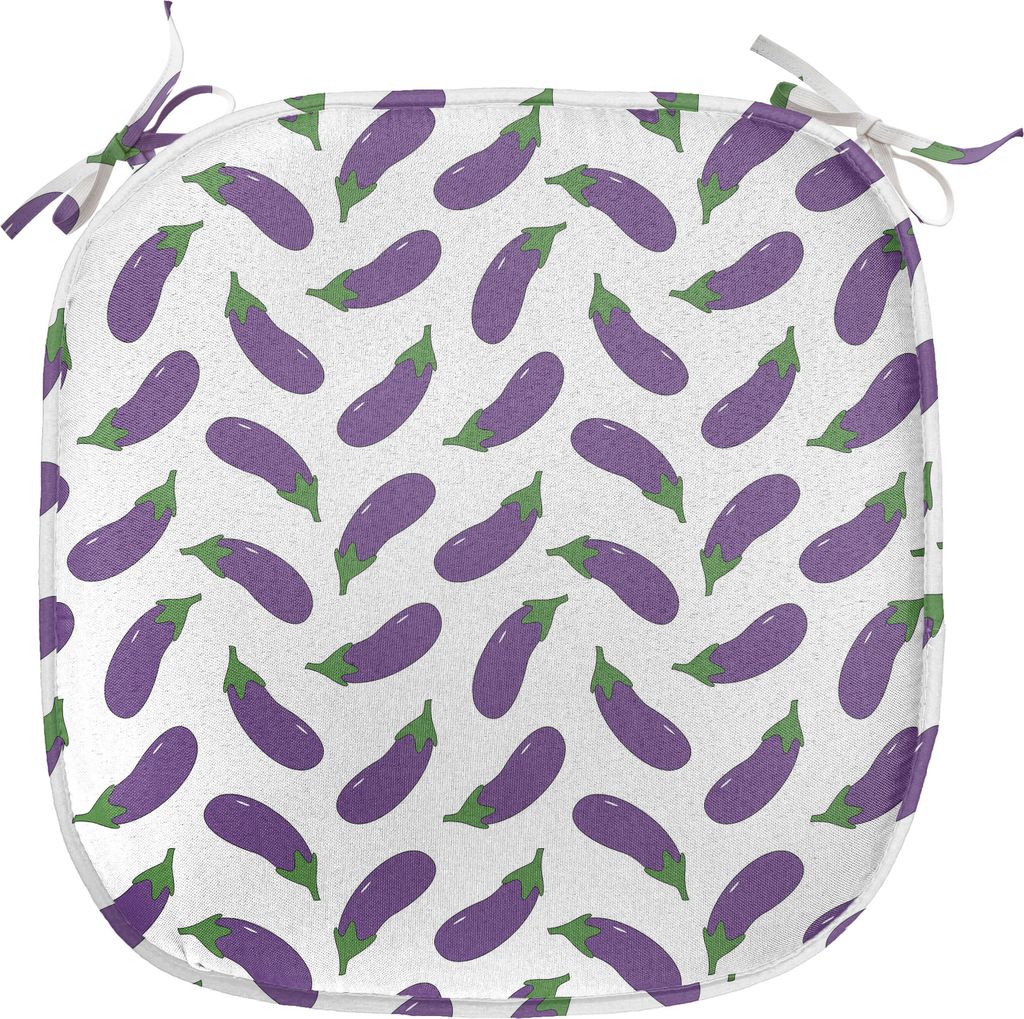 ABAKUHAUS Aubergine Polster für Esszimmerstühle, Nahrhafte Kindermahlzeit, Dekoratives wasserfestes Kissen mit Riemen für Küchensitze, 40 cm x ...