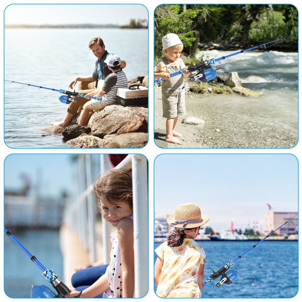 Kinder Angelset Komplett - Rute, Rolle & Zubehörbox