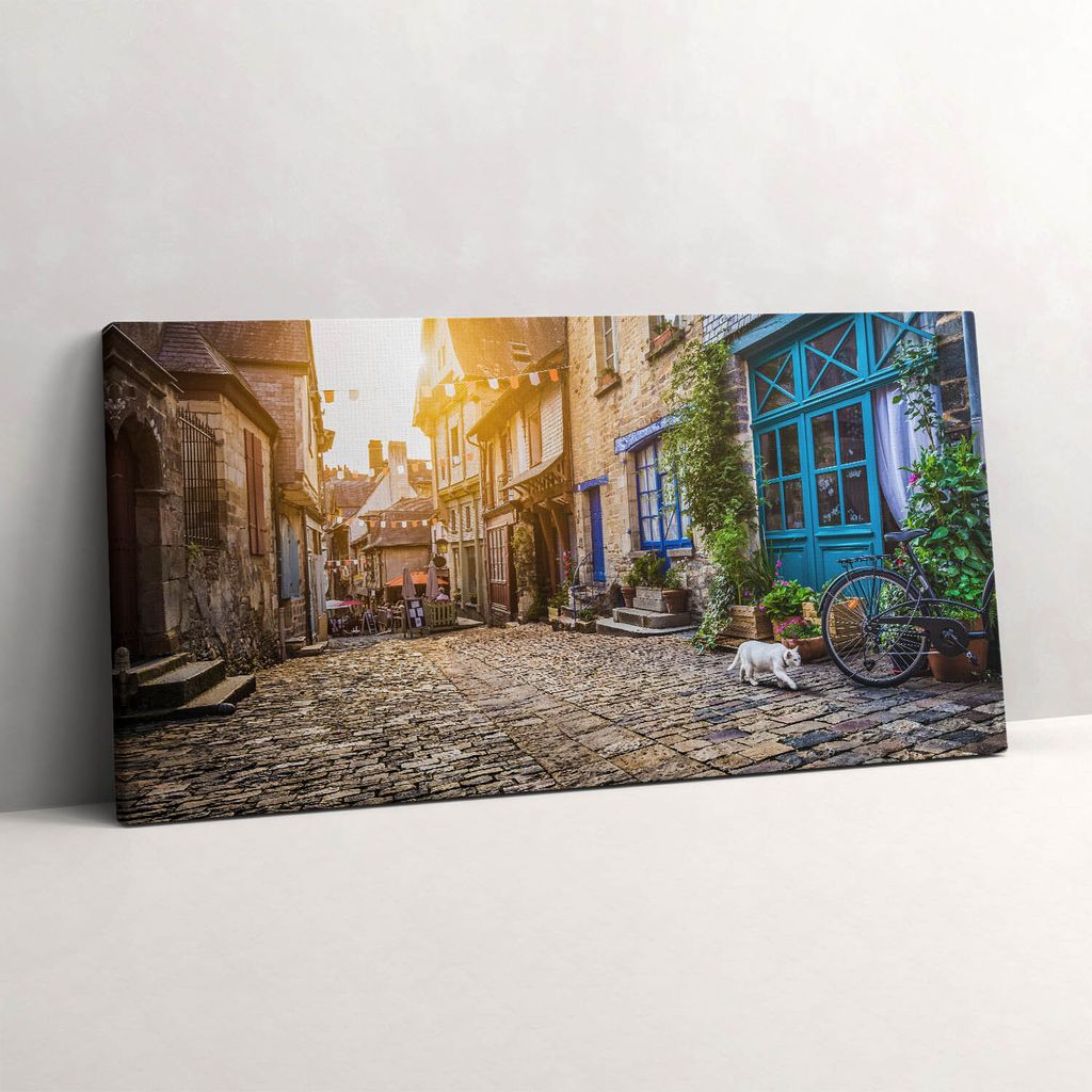 Straße in der Altstadt – Leinwandbild Wandbild – 120x60 cm – Leinwandbilder – Wandbilder – Schlafzimmer – Flur