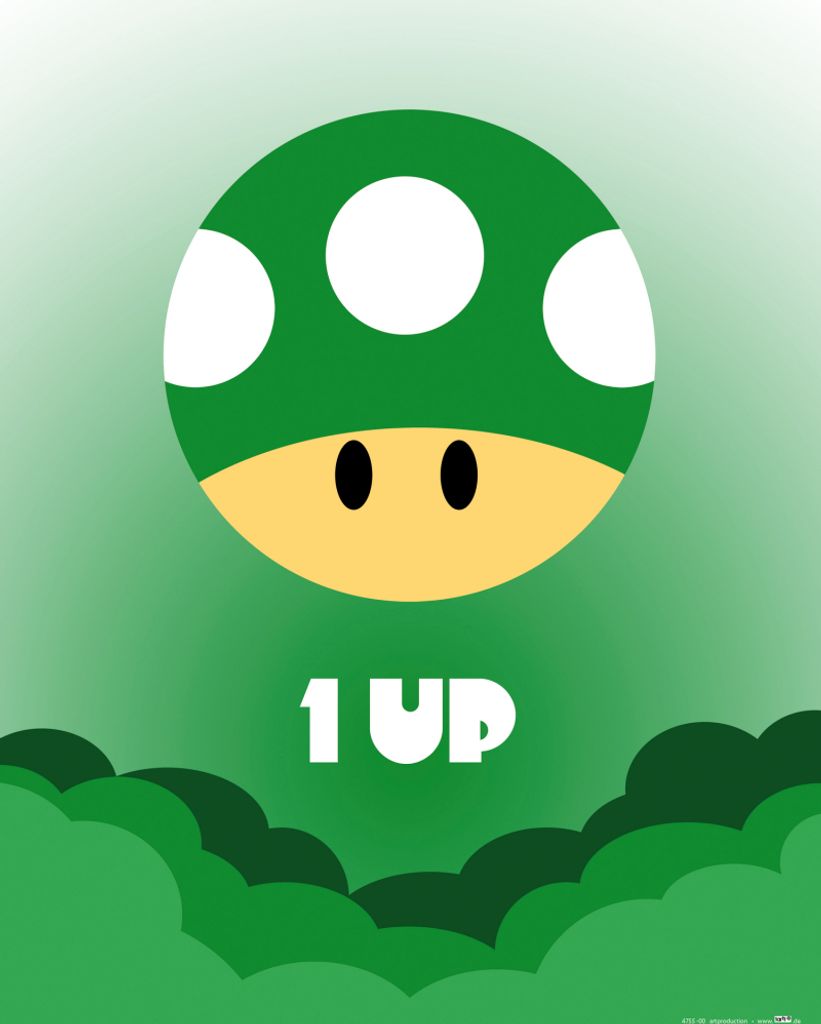 Gaming Kunstdruck Bild - One Up Icon (50 x 40 cm)