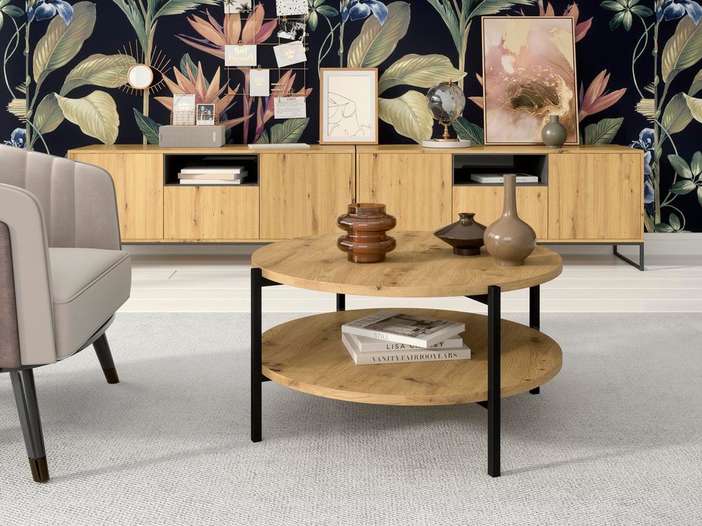 Couchtisch SIGMA B, Tisch mit zwei Tischplatten, runder Produktbild 