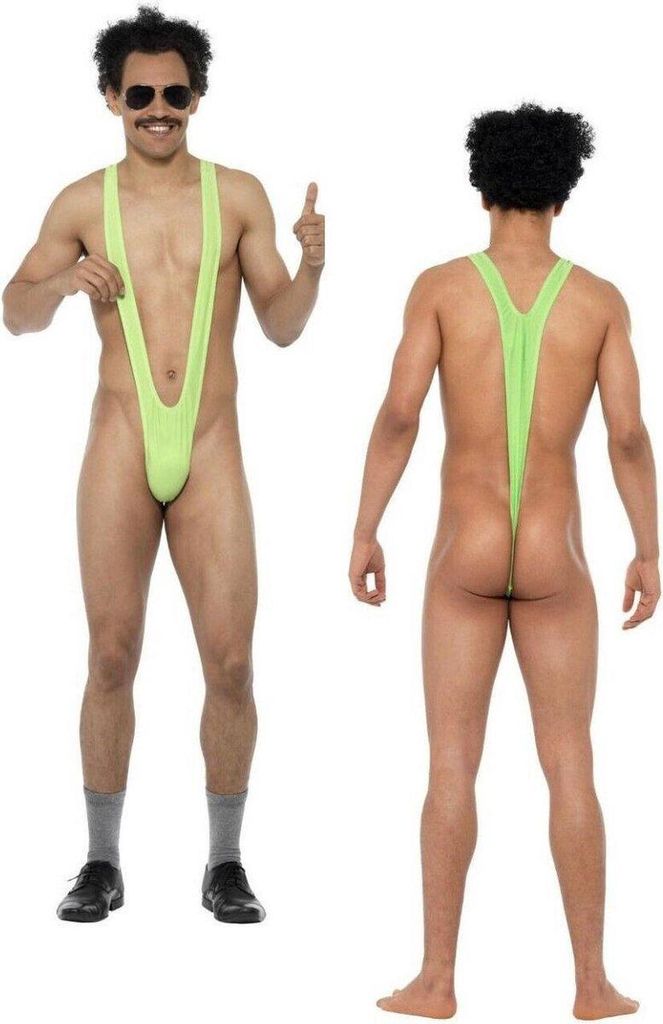 Jumada's – Neongrüner Mankini-Tanga für Herren – perfekt für Karneval und Junggesellinnenabschiede – Einheitsgröße – dehnbar