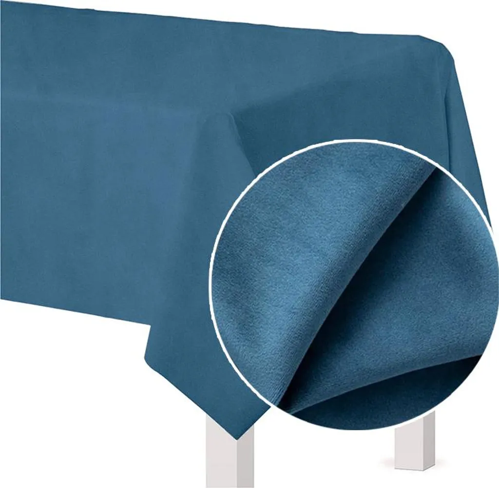 Tovaglia 140x240 Matt Velvet Blu - Antimacchia No Stiro per 8 Posti