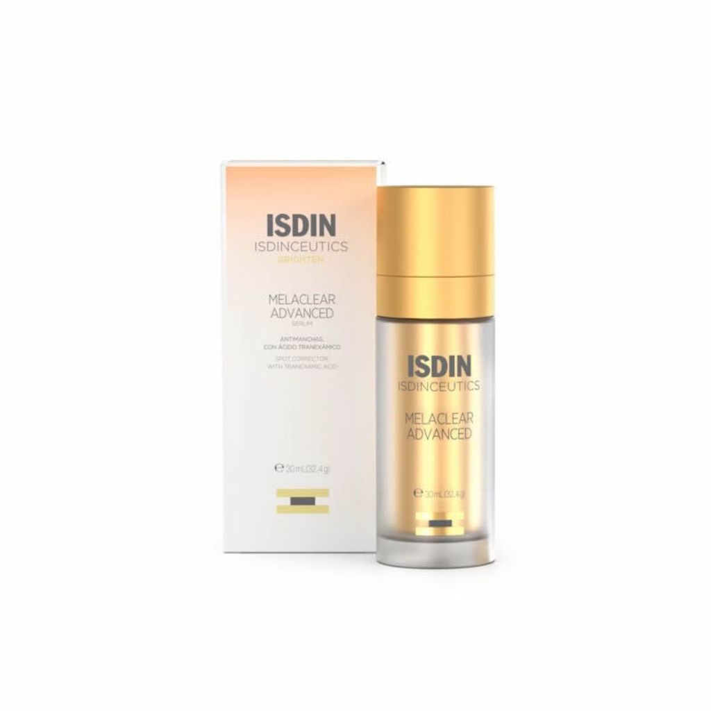 A product shot of a skincare serum bottle and its packaging, presented on a white background.