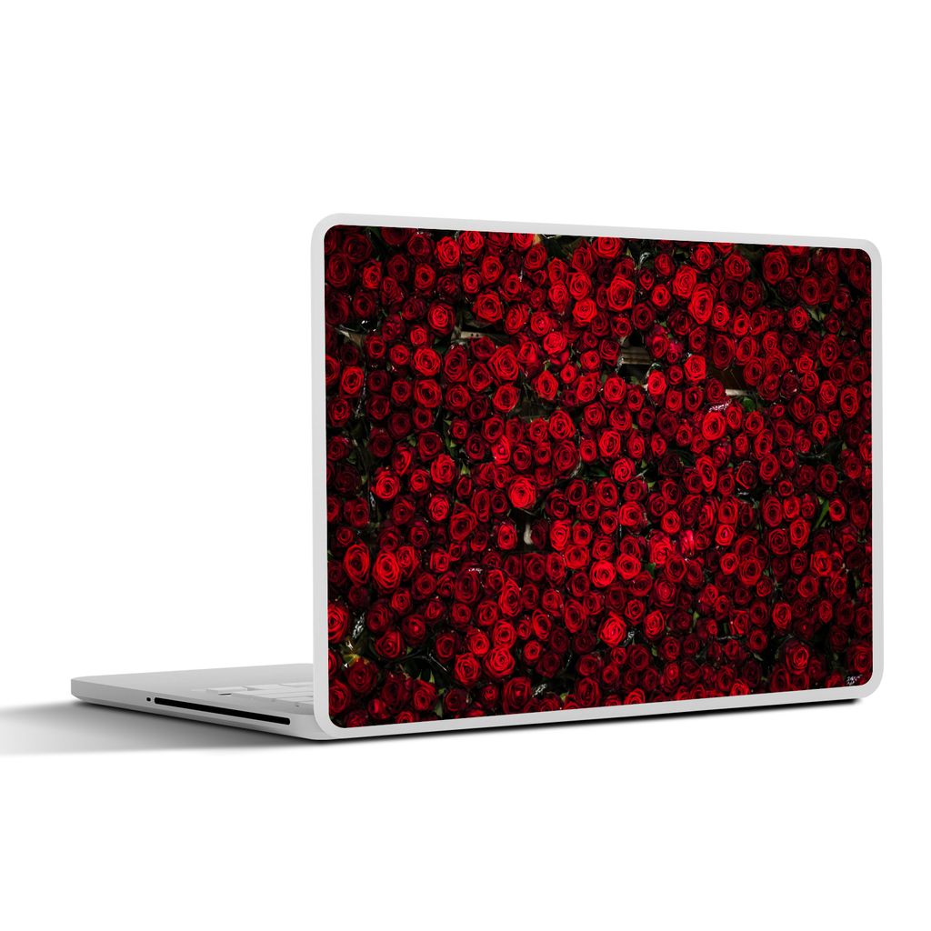 MuchoWow Laptop Aufkleber Sticker Cover Blumen - Rosen - Rot 25x18 cm - Laptop-Deko