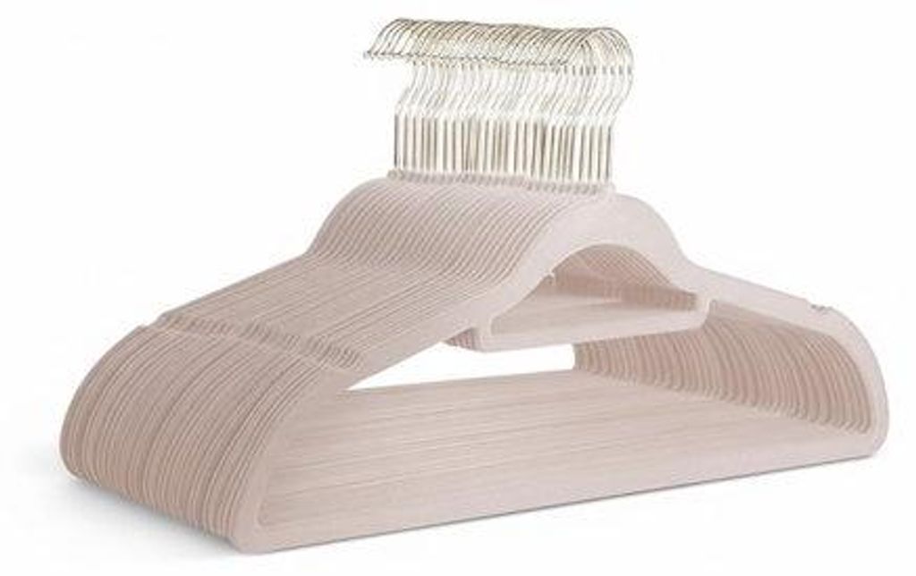 Famanu Kleiderbügel Flanell - Verpackung von 30 (45 cm) - Dünne Antirutsch-Kleiderbügel mit Haken und 360 Grad Drehung für die Heimorganisation