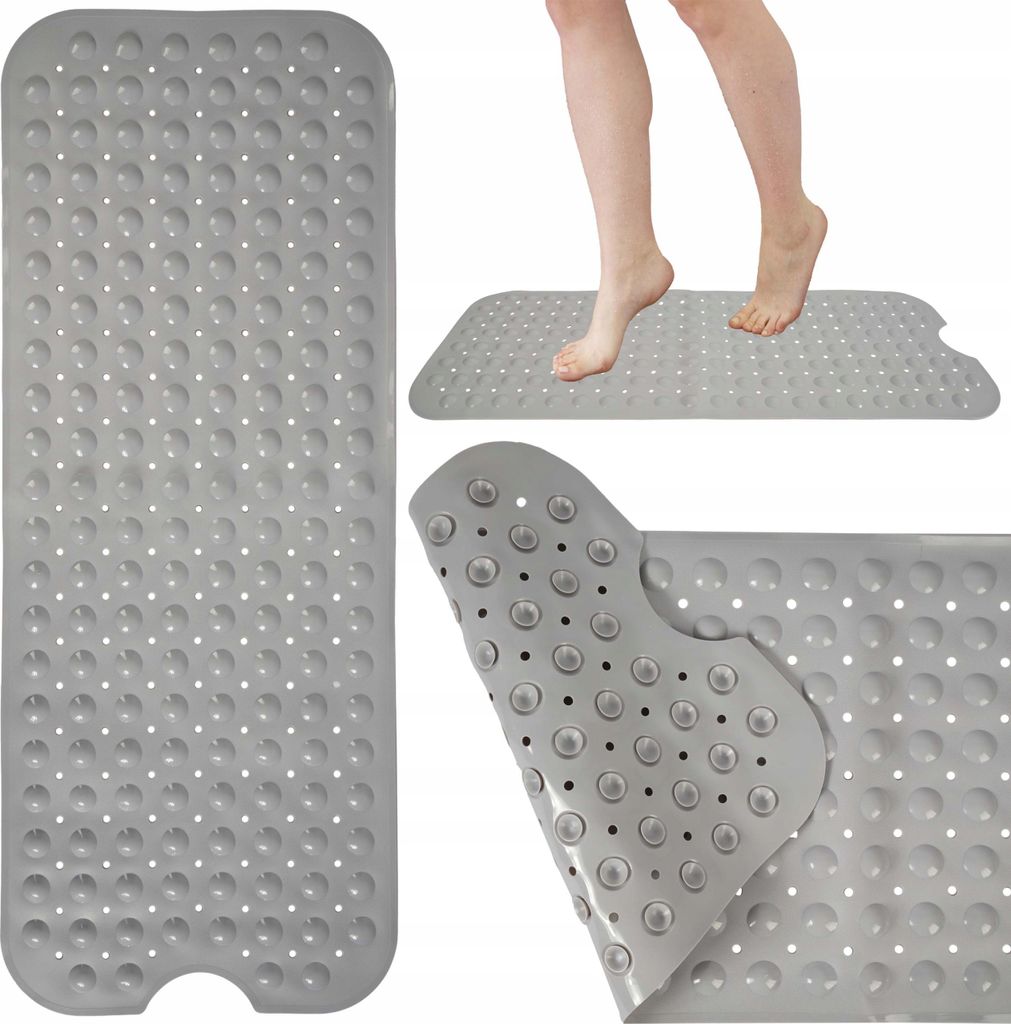 Sepio Badewannenmatte Grau 99x40 cm, Duschmatte rutschfest, Antirutschmatte Badewanne, Duschmatte, Rutschmatte Badewanne, Bathroom Mat