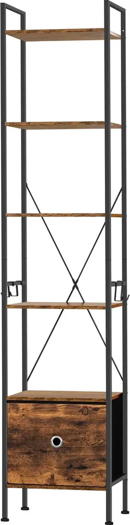 Bibliothèque Métal 5 Étagères avec Armoire Basse Charge 40kg Noire