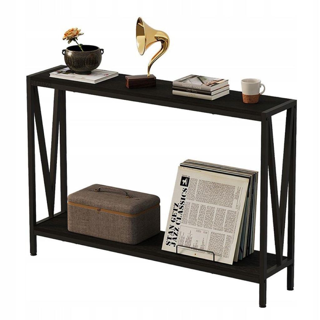 Dunkelbrauner Tisch, Flurkonsole, Beistelltisch mit Ablage, geräumig, 76 cm hoch