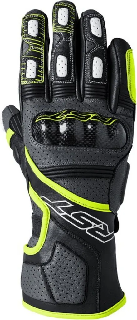 Gants de moto en cuir RST Fulcrum CE coloris Jaune Neon taille L