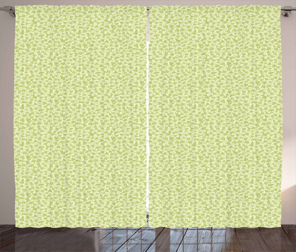 ABAKUHAUS Rebe Rustikaler Vorhang, Von Hand gezeichnet Ivy Pflanzen, Wohnzimmer Universalband Gardinen mit Schlaufen und Haken, 280 x 245 cm, Grün...