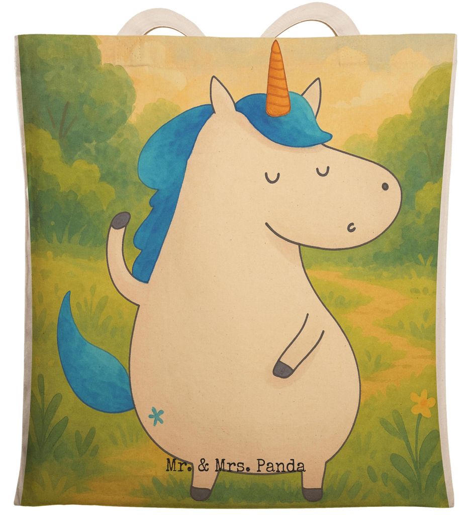 Mr. & Mrs. Panda Tote Bag Einhorn Mann Design - Weiß - Geschenk, Beuteltasche, Stofftragetasche, BFF, Unicorn, Tragetasche Bedruckt, Familie, Tasc...