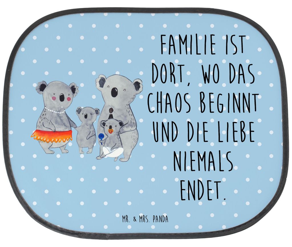 Mr. & Mrs. Panda Sonnenschutz Auto Koala Familie - Blau Pastell - Geschenk, Muttertag, für Autoscheiben, Koalas, saugnapf, Seitenscheibe, Family, ...