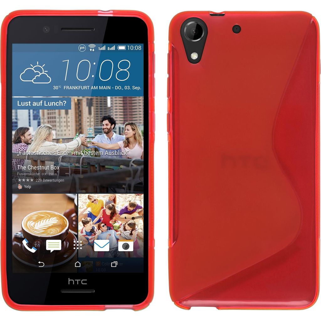 PhoneNatic Case kompatibel mit HTC Desire 728 - rot Silikon Hülle S-Style + 2 Schutzfolien