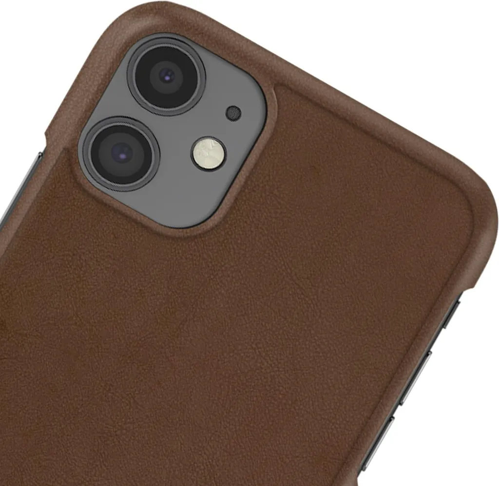 Coque induction Qi pour iPhone 11 marron aspect cuir chic