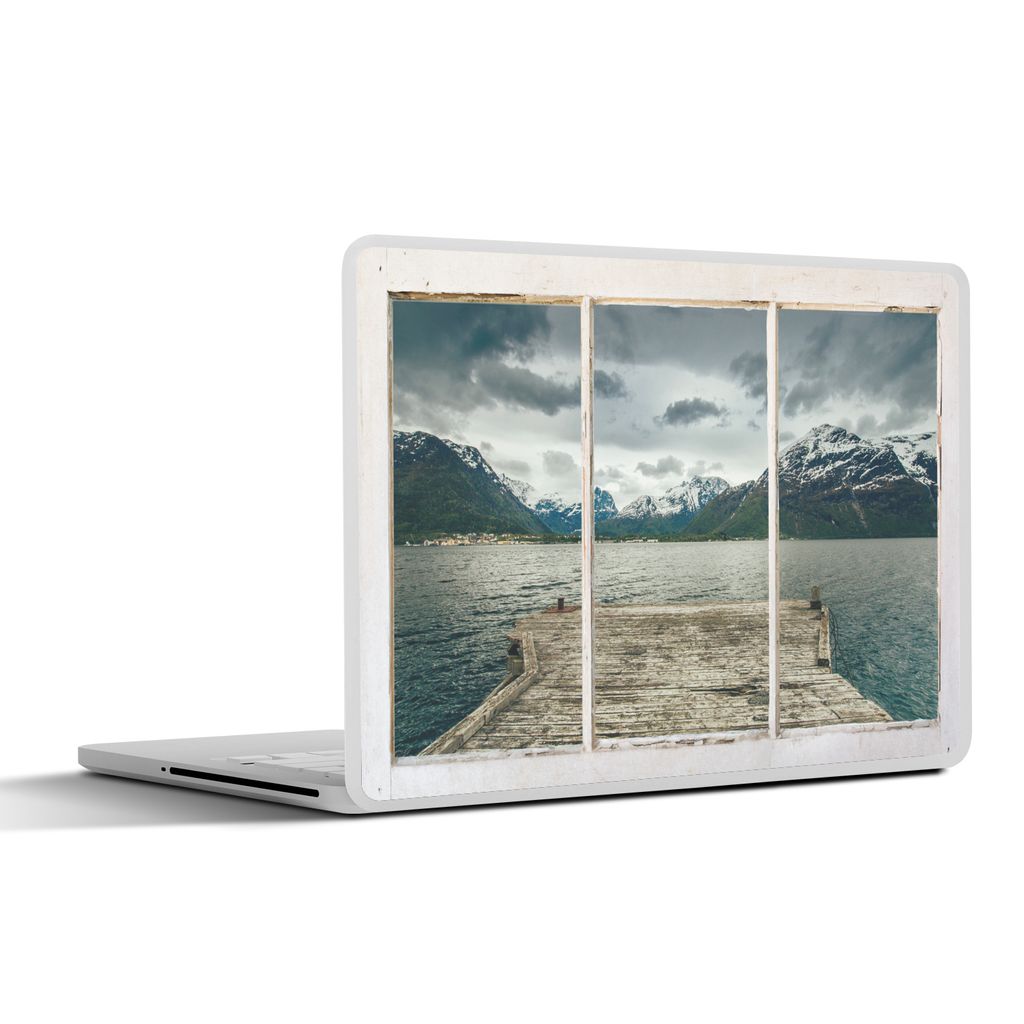 MuchoWow Laptop Aufkleber Sticker Cover Aussicht - Steg - Wasser 40x30 cm - Laptop Dekoration - Selbstklebend