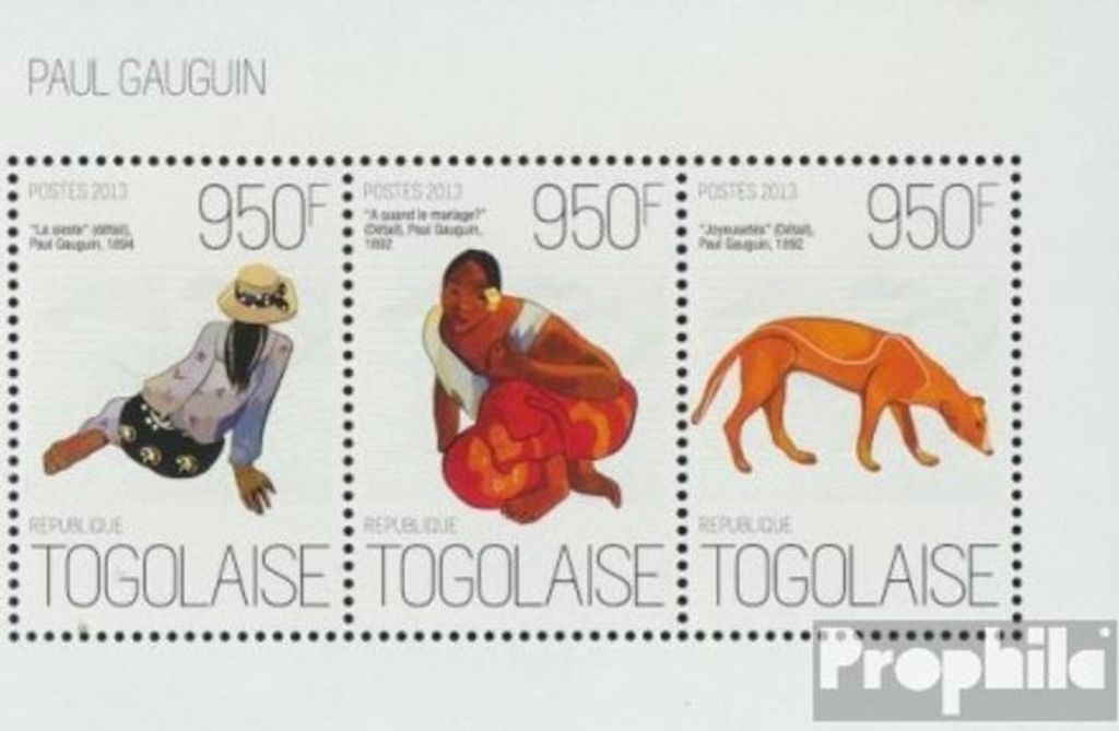 Briefmarken Togo 2013 Mi 5210-5212 Kleinbogen (kompl. Ausgabe) postfrisch Paul Gauguin