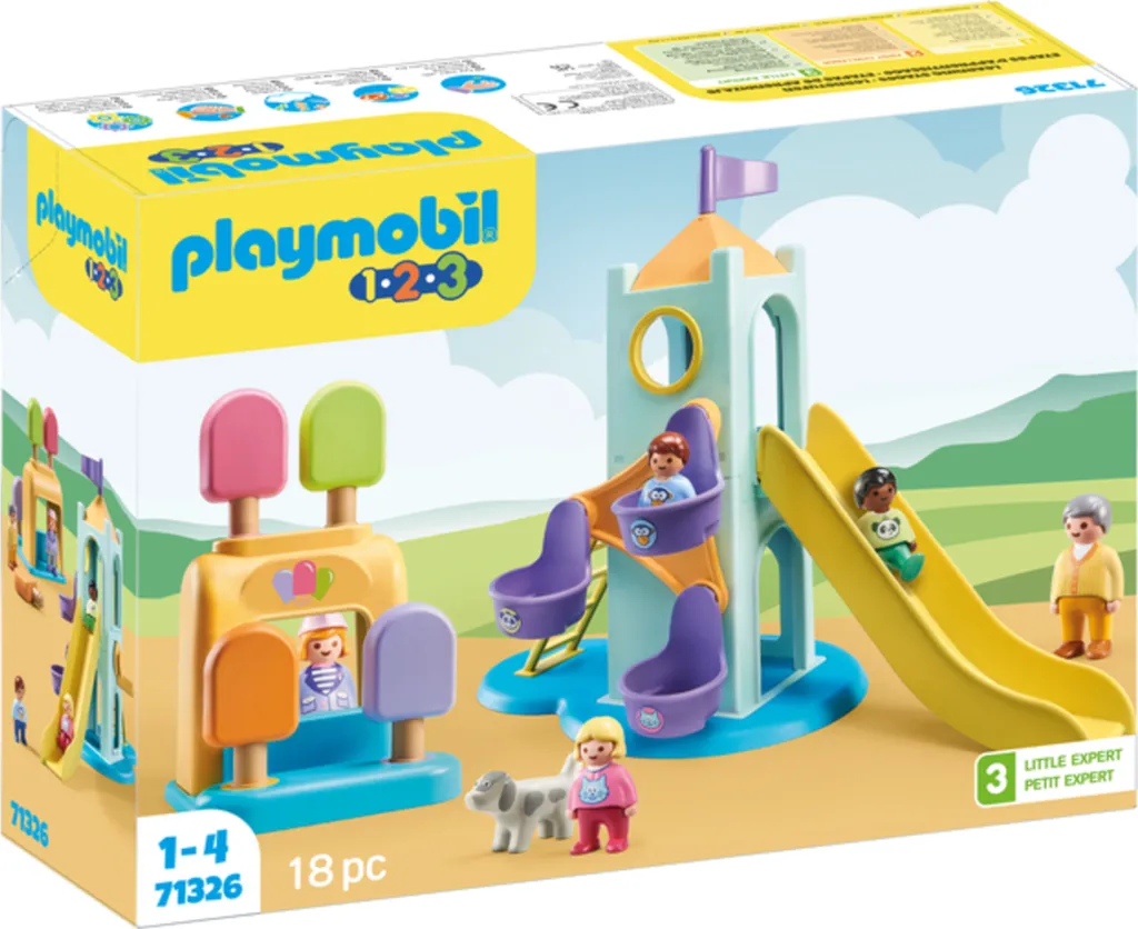 Playmobil 1.2.3 71326 Aire de jeux avec toboggan et balançoire poney