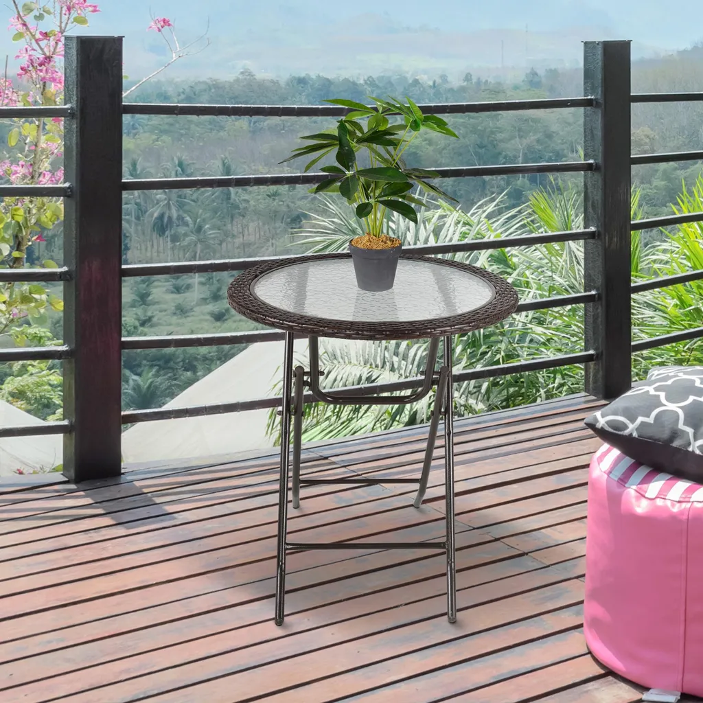 Table pliante robuste Ø68cm : gain de place et stabilité pour extérieur