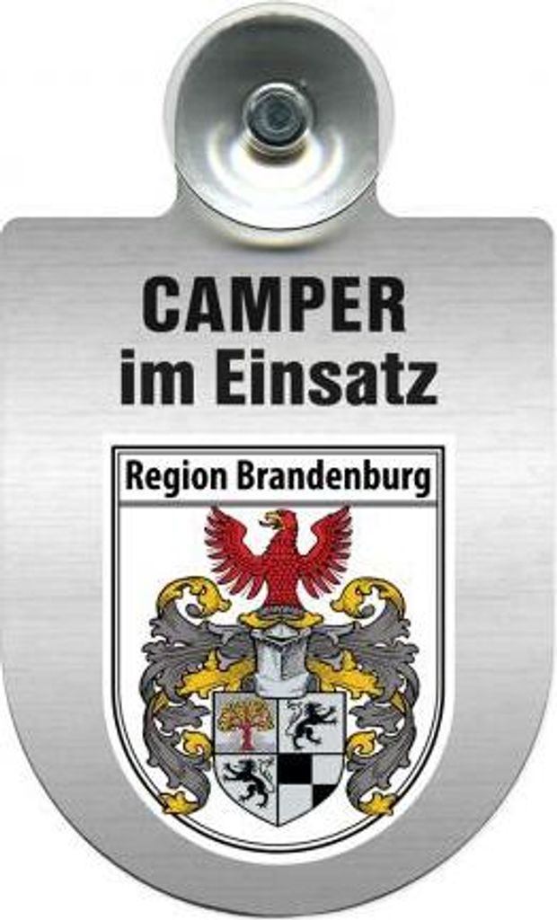 Einsatzschild Windschutzscheibe incl. Saugnapf - Camper im Einsatz - 309764 - incl. Regionen nach Wahl Color - Region Brandenburg