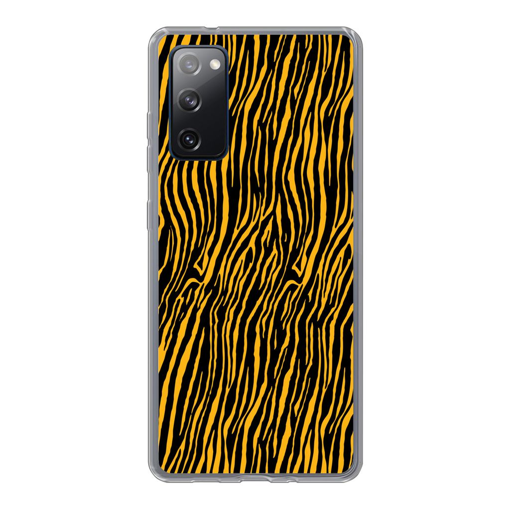 MuchoWow Handyhülle Schutzhülle Hülle für Samsung Galaxy S20 FE Tigerdruck - Schwarz - Orange Silikon Softcase Handy Hülle - Abdeckung