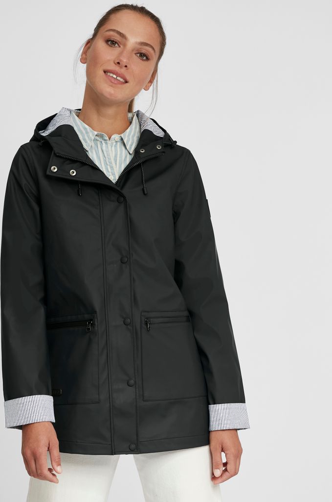 OXMO OXBecky Damen Regenmantel Regenjacke Übergangsjacke mit Kapuze