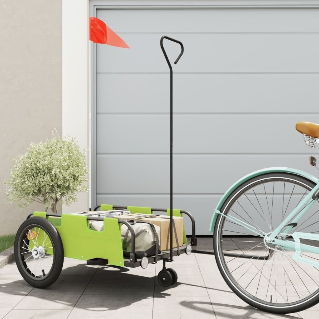Design Fahrradanhänger Grün Oxford-Gewebe und Eisen, Fahrradanhänger 2024 Neu