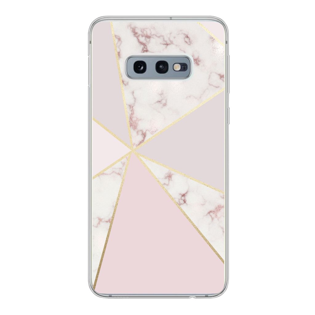 MuchoWow Handyhülle Schutzhülle Hülle für Samsung Galaxy S10e Marmor - Gold - Rosa Silikon Softcase Handy Hülle - Handy