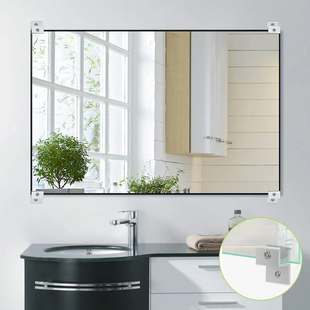 Supports muraux pour miroir de salle de bain et pinces à verre en H