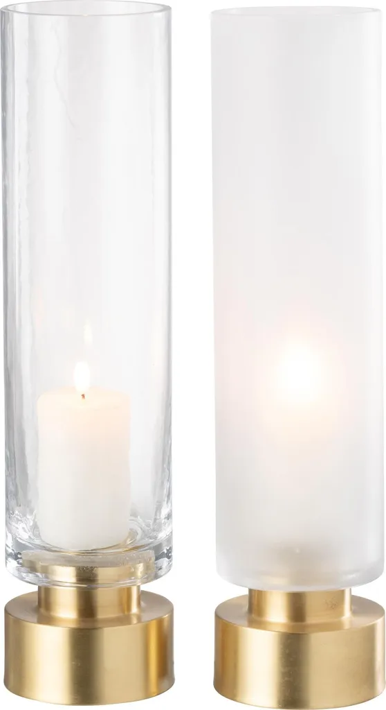 Bougeoir Pia J-Line Large en Verre et Métal Cuivré Doré pour la Déco