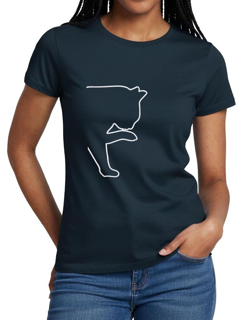 Spreadshirt Katzen Silhouette Frauen T-Shirt, M, Navy