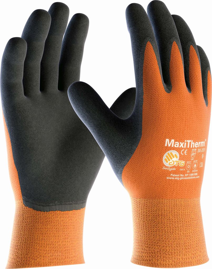 ATG MaxiTherm Polyacryl/Polyester-Strickhandschuhe (30-201 HCT), SB-Verpackung 9, orange/grau