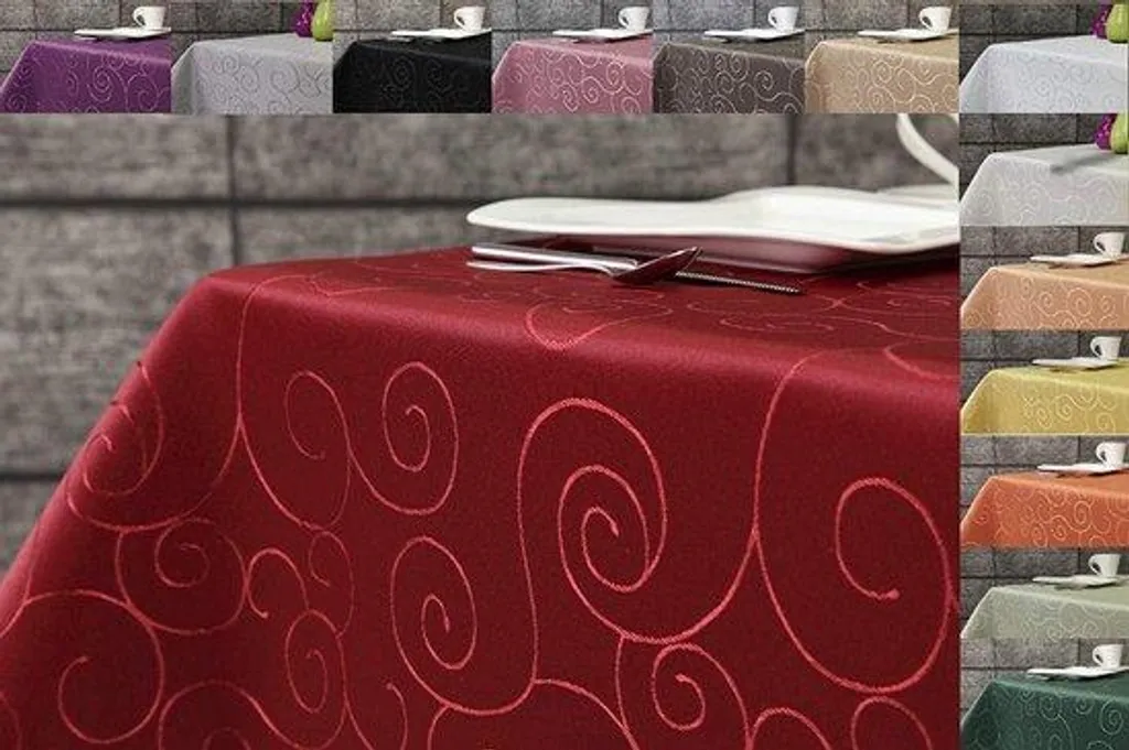Linge de table : nappe ronde 160 cm rouge textile haute qualité