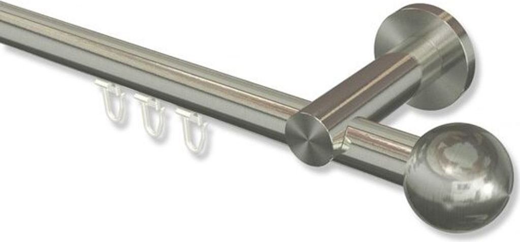 Interdeco Innenlaufstange, Gardinenstange mit Innenlauf Edelstahl-Optik Modell Platon Luino, 20 mm Ø 1-läufig, 400 cm (geteilt)
