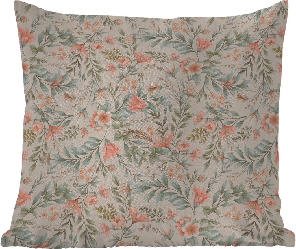 MuchoWow Outdoor Kissen - Blumen - Vintage - Muster - 50x50 cm - Wetterfest - Lounge Kissen - Komfortabel - Kissen mit Bild
