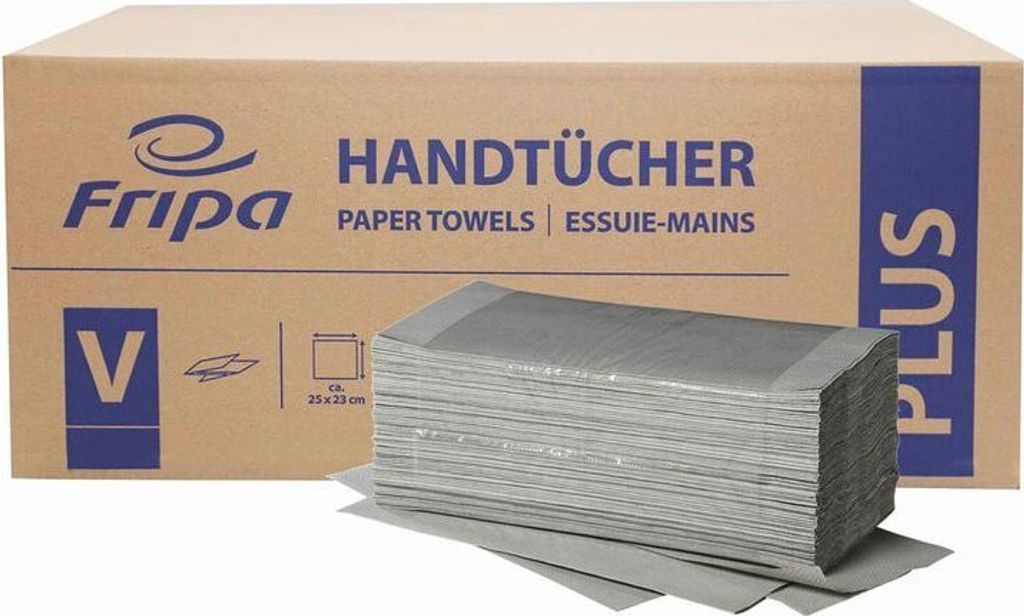 fripa Papiertücher Plus L: 1-lagig, 100% Recycling, V-Falz, Produktbild