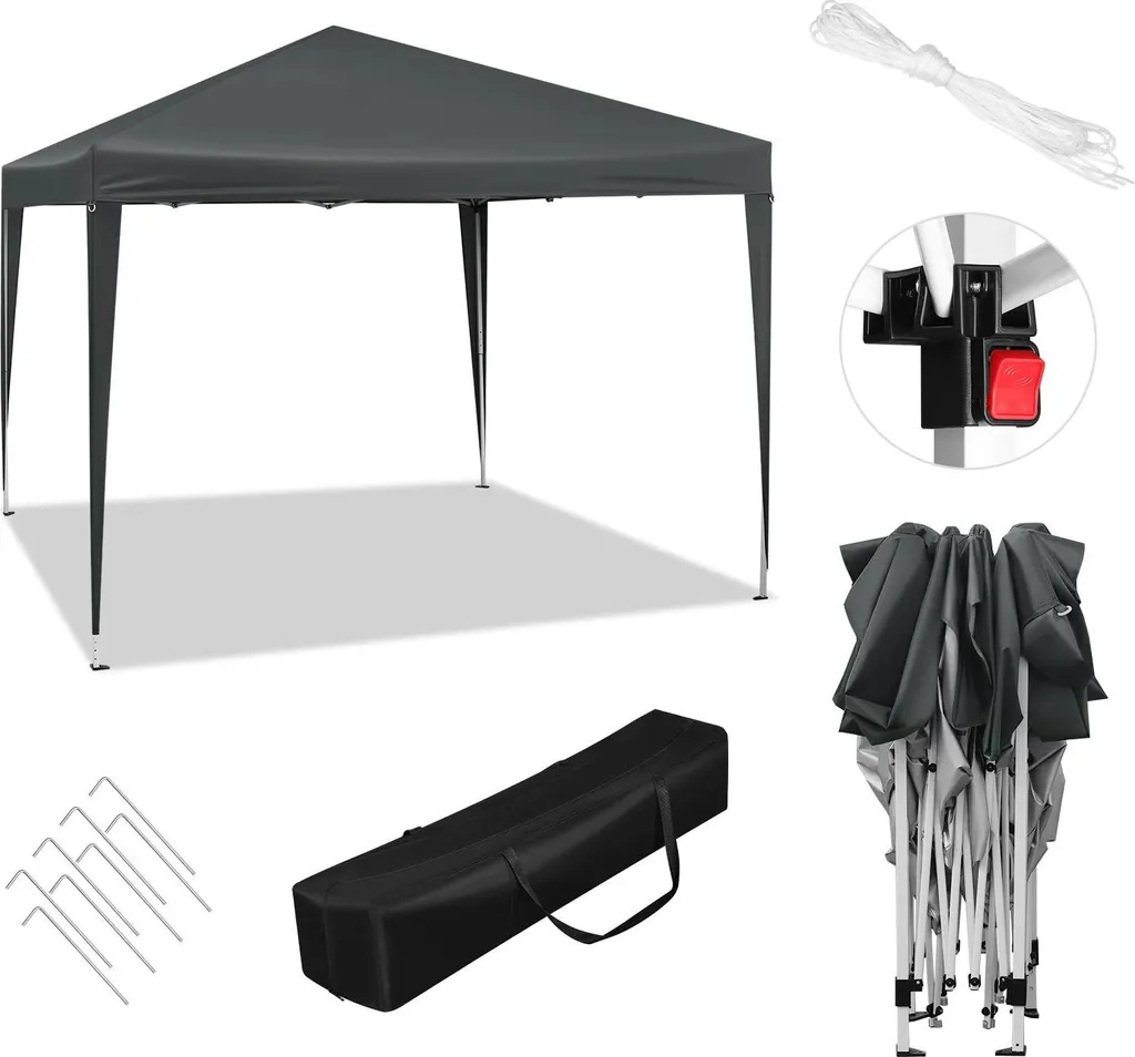 Tonnelle de réception 3x3 m pliable - Barnum de jardin imperméable gris