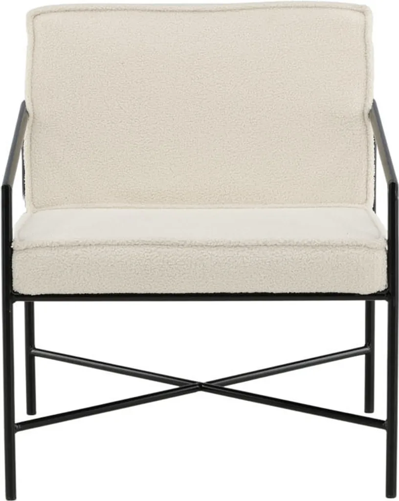 Fauteuil Rakel Boom blanc cassé en tissu Teddy doux - Style organique