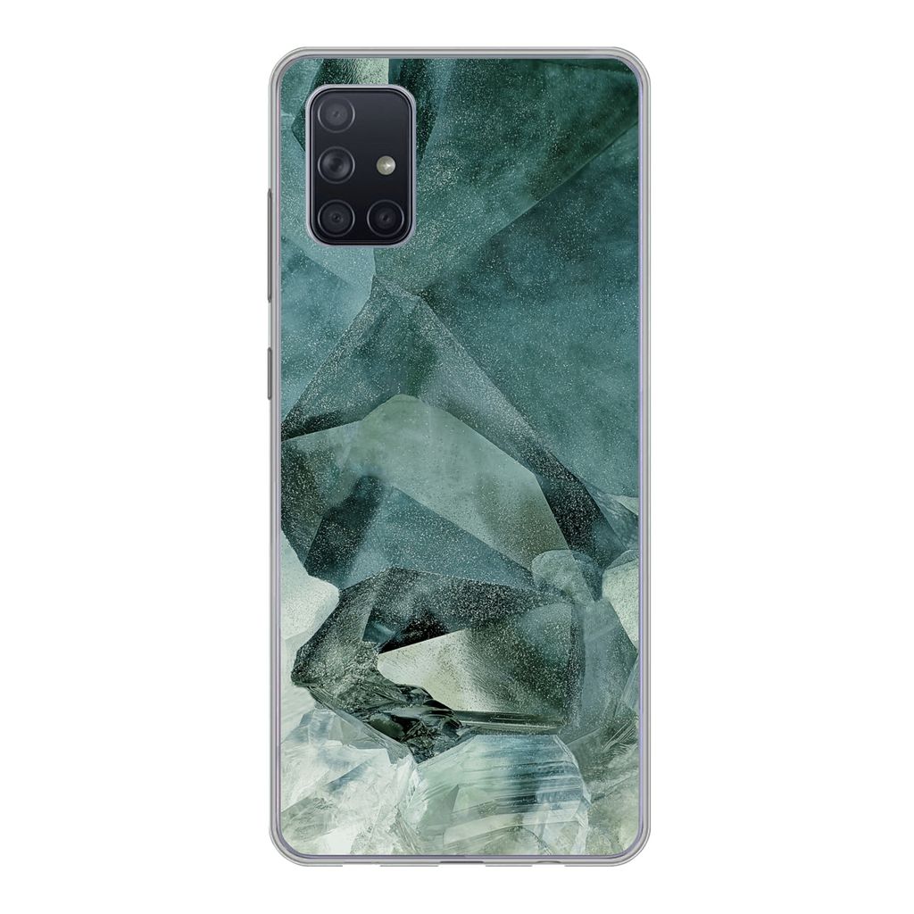 MuchoWow Handyhülle Schutzhülle Hülle für Samsung Galaxy A71 Mineralien - Kristalle - Naturstein Silikon Softcase Handy Hülle - Kartenbesitzer