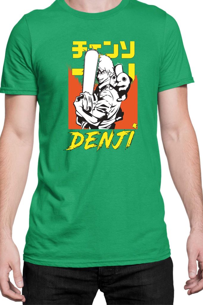 Herren T-Shirt Manga Japan Anime Comics Animation Chainsaw Anime manga Man 05, Man M / Grün