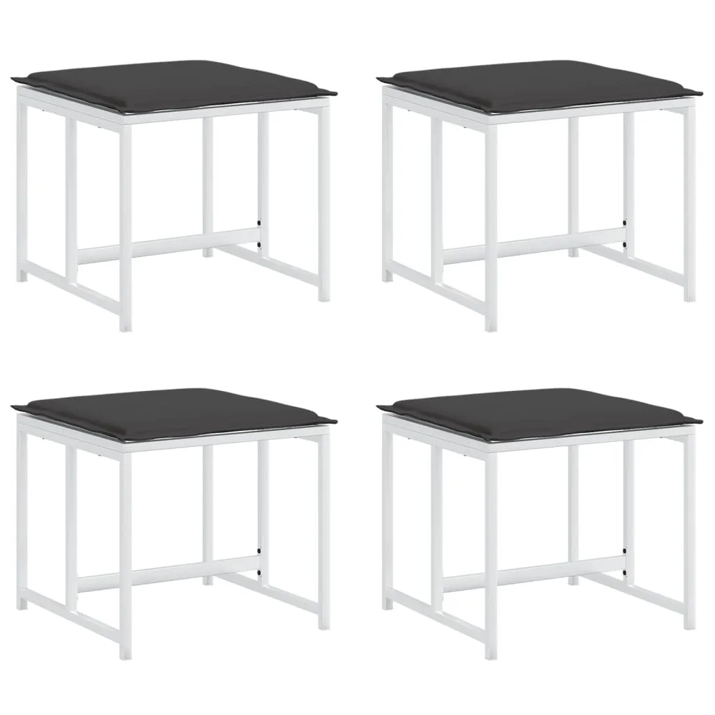 4 Sgabelli da Giardino Bianchi con Cuscini - Offerta Acciaio e Textilene - 1