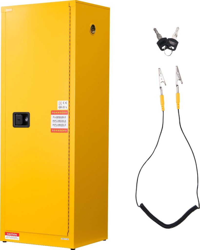 VEVOR Feuerlöschschrank feuerlöschfähiger brennbarer Lagerschrank (87,06 L) mit verstellbarem Regal, Feuerlöschschränke aus kaltgewalztem & ve...