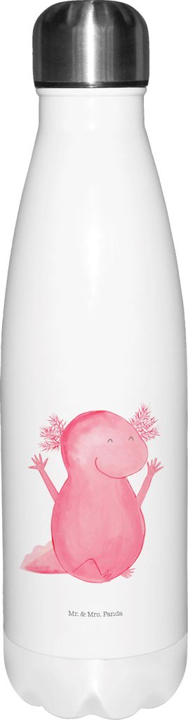 Mr. & Mrs. Panda Thermo-Trinkflasche Axolotl Hurra - Weiß - Geschenk, Thermos, Wasserflasche, trinkflaschen, Trinkflasche, Spaß, Lurch, Motivatio...