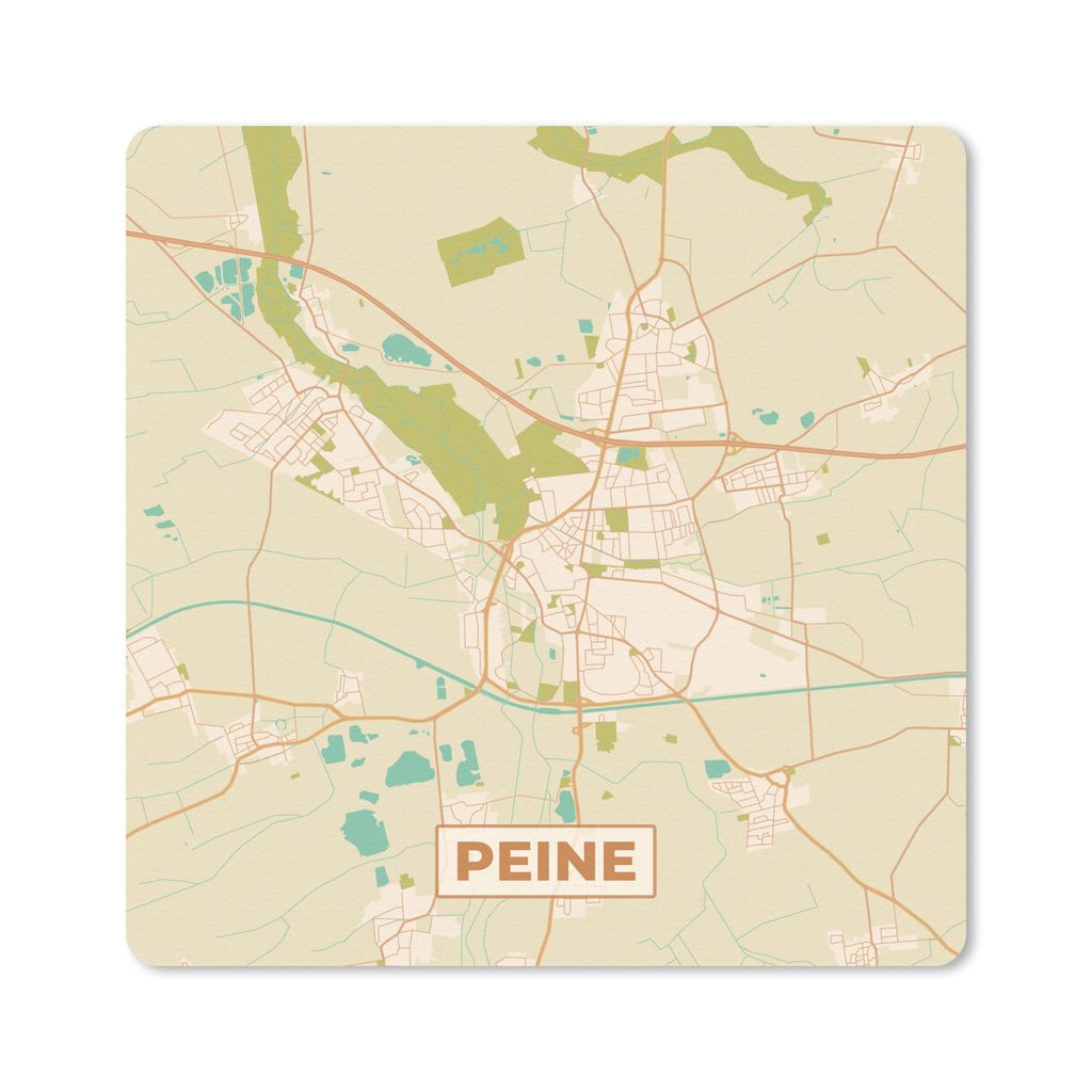 MuchoWow Mauspad Mousepad Peine - Stadtplan - Karte 20x20 cm - Mousepads - Maus Mat - Pad - Mausunterlage - Desk Mat - Bureauartikeln
