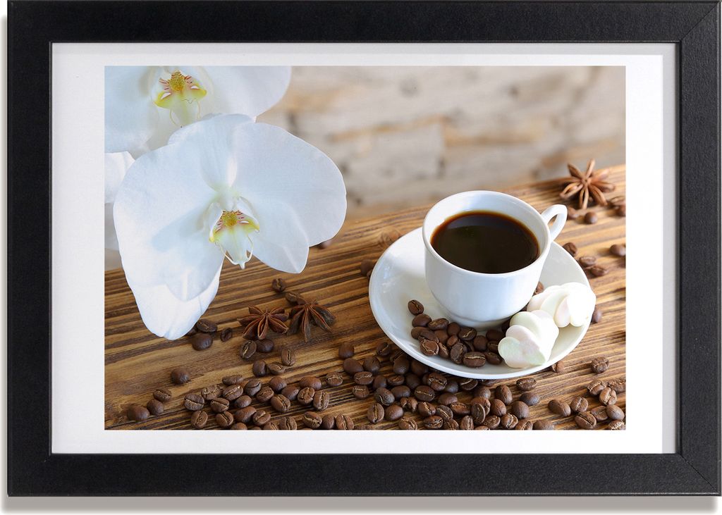 Bild 30x20 MDF-Rahmen, Wandkunst Tasse Kaffee