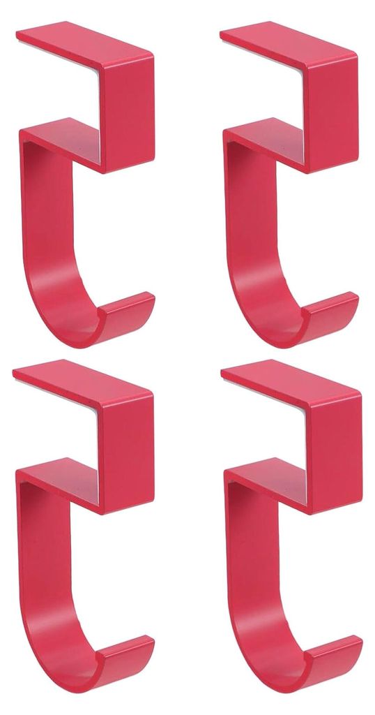4 Stück Metall Taschenhaken für den Schreibtisch ohne Bohren, seitlich montierbarer Handtaschenhalter in Rosa, multifunktional für Rucksack, Kop...
