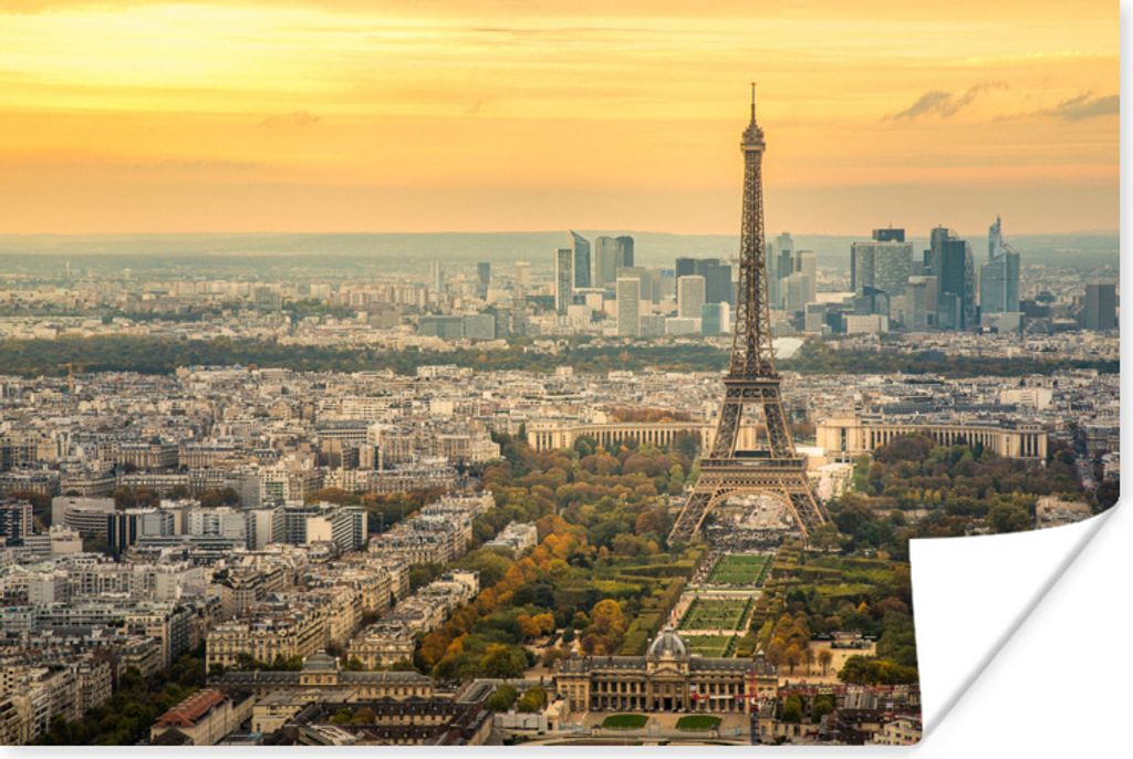 MuchoWow Poster Paris und der Eiffelturm mit einem sehr bunten Himmel 30x20 cm - Plakate - Print