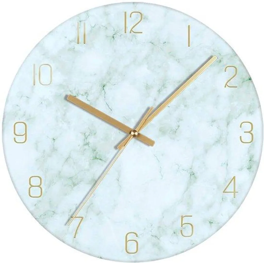 Horloge murale silencieuse en marbre vert pour dormir sans tic-tac