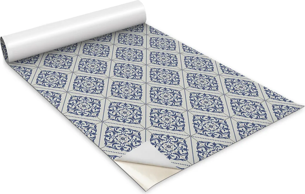Pellicola Adesiva Mobili Piastrelle Blu Portoghese 100x50cm Azulejos